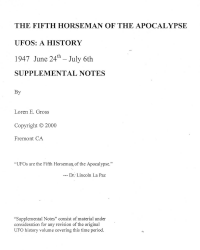 UFOs: A History, Supplemental Notes
