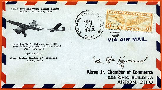 Commemorative piece of airmail carried during the 1935 flight